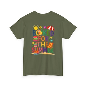 Booked for the Summer Tee | Reading Beach Book Stack Tee image 5
