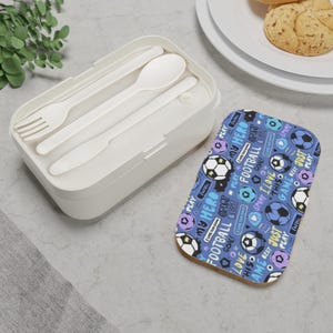 Soccer Doodles Bento Lunch Box | Football Pattern, Blue Kids Lunchbox image 5