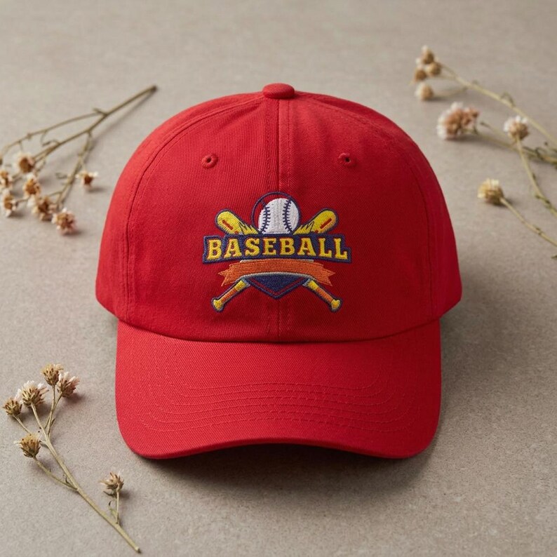 Gorra de béisbol con logo de bates cruzados / Gorra de béisbol bordada imagen 5