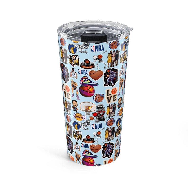 NBA Collage Drinkbeker 590 ml | Basketballogo's, spelers, harten afbeelding 4