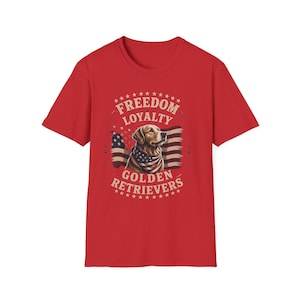 Freedom Loyalty Golden Retriever T-Shirt | American Flag Dog Tee image 5