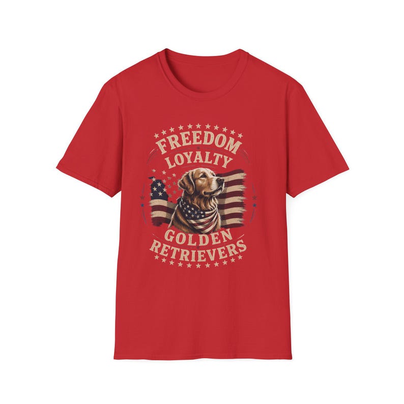 Freedom Loyalty Golden Retriever T-Shirt | American Flag Dog Tee image 5