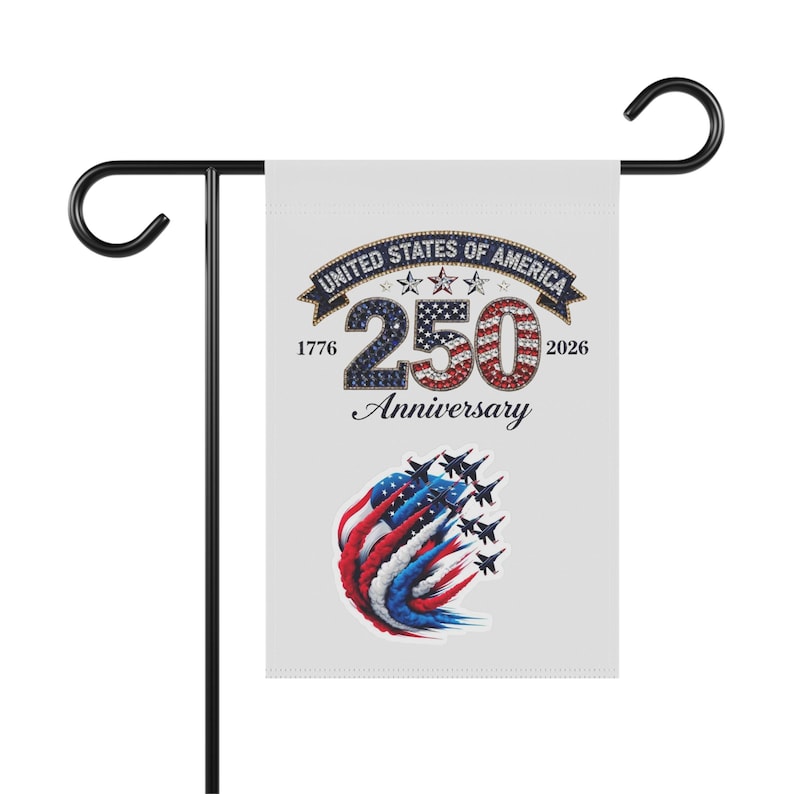 United States 250th Anniversary Garden Banner | Patriotic USA Flag Jets image 2