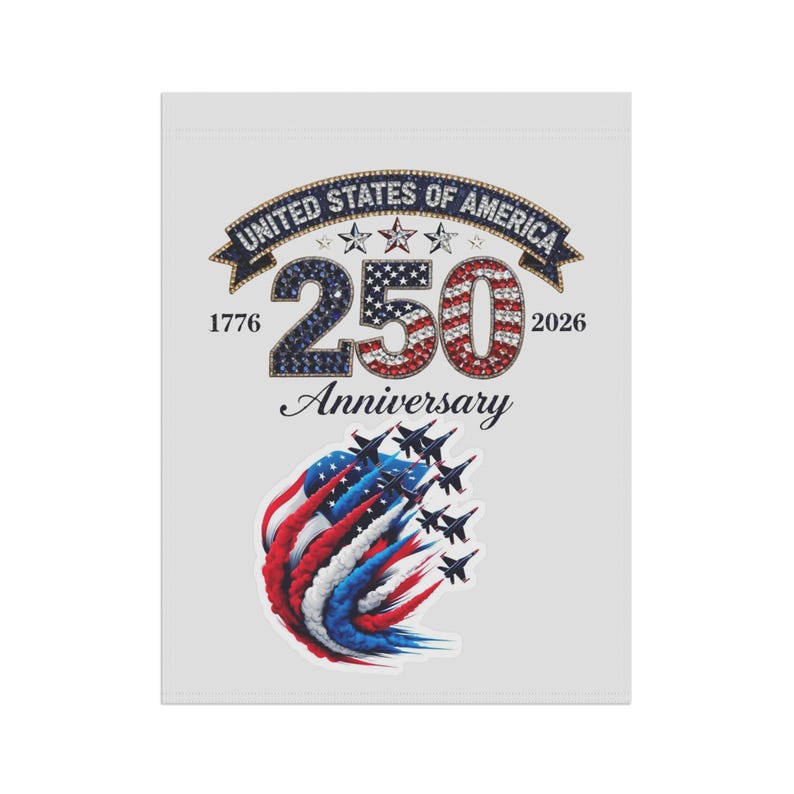 United States 250th Anniversary Garden Banner | Patriotic USA Flag Jets image 8