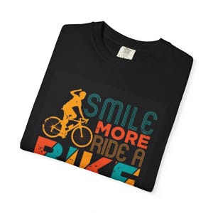 Smile More Ride A Bike T-Shirt | Cycling Typography, Retro Bike Graphic image 4