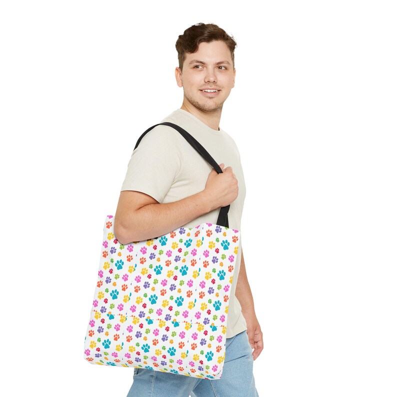 Colorful Paw Print Tote Bag | Playful Pet Lover Accessory image 11