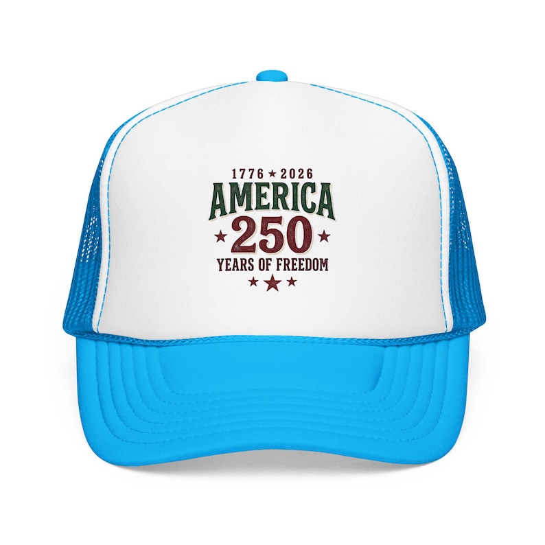 Czapka z pianki America 250 Trucker | Patriotyczna, zabytkowa uroczystość USA zdjęcie 1