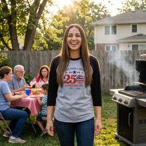 25th Anniversary USA Flag Logo Raglan Shirt | 1776-2026 image 6