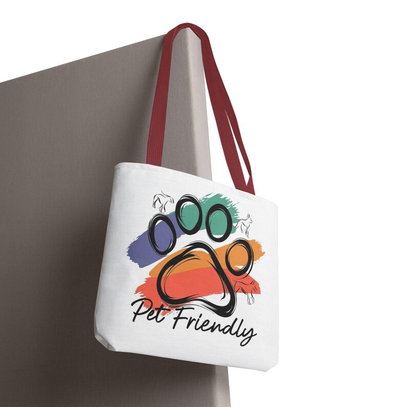 Colorful Paw Print Pet Friendly Tote Bag | Animal Lover Tote image 11