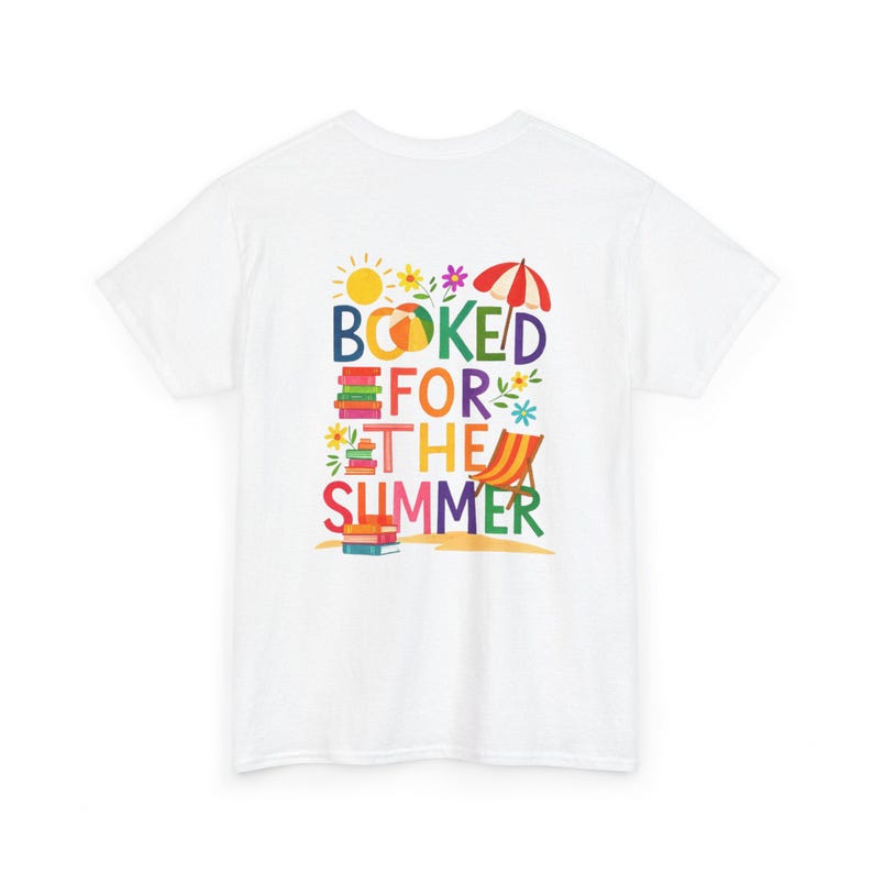 Booked for the Summer Tee | Reading Beach Book Stack Tee image 15