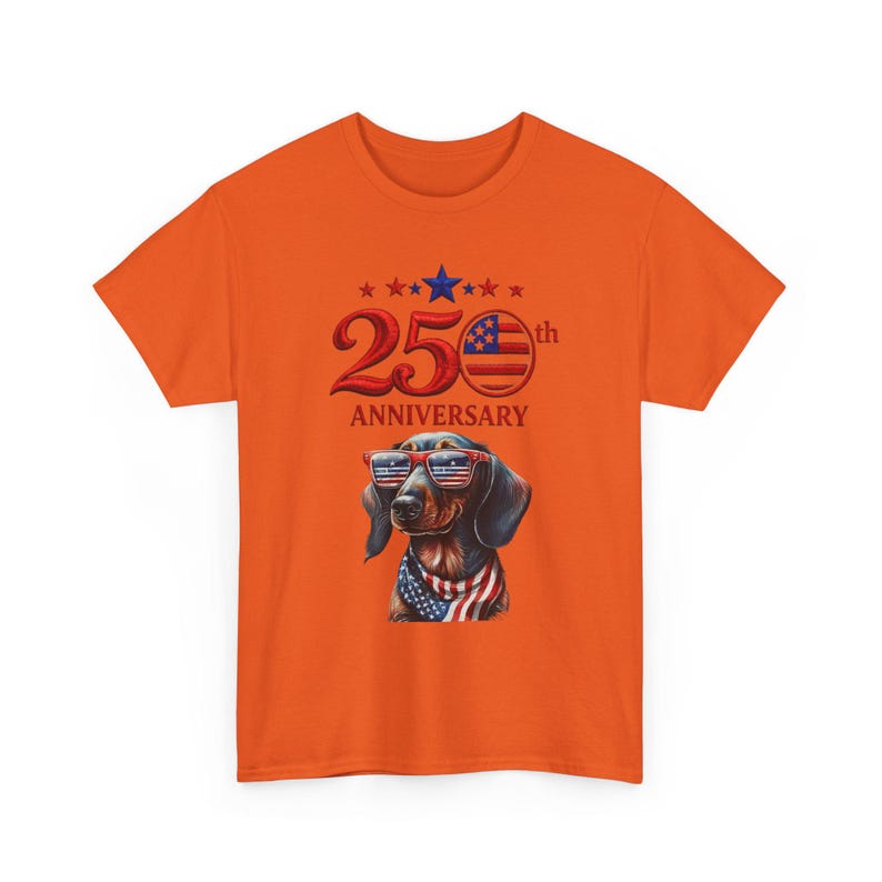 25th Anniversary Patriotic Dachshund T-Shirt | American Flag Dog image 3