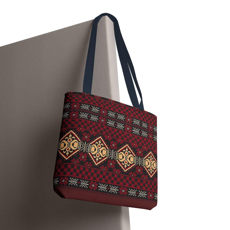 Red Aztec Boho Tote Bag | Geometric Tribal Pattern Tote image 16