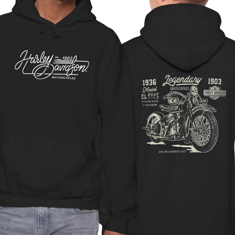 Vintage motorcykelhuvtröja | Harley-Davidson-logotyp bild 1