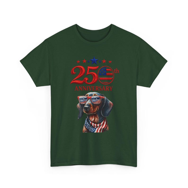 25th Anniversary Patriotic Dachshund T-Shirt | American Flag Dog image 8