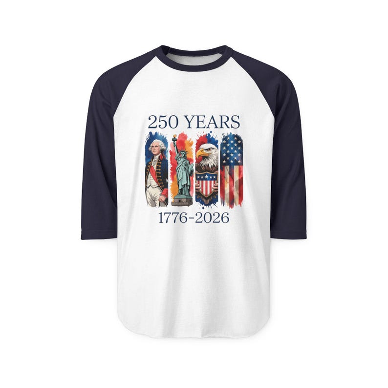 250 años 1776-2026 Camiseta raglán con motivos nativos americanos y bandera / Bicentenario Americana imagen 12