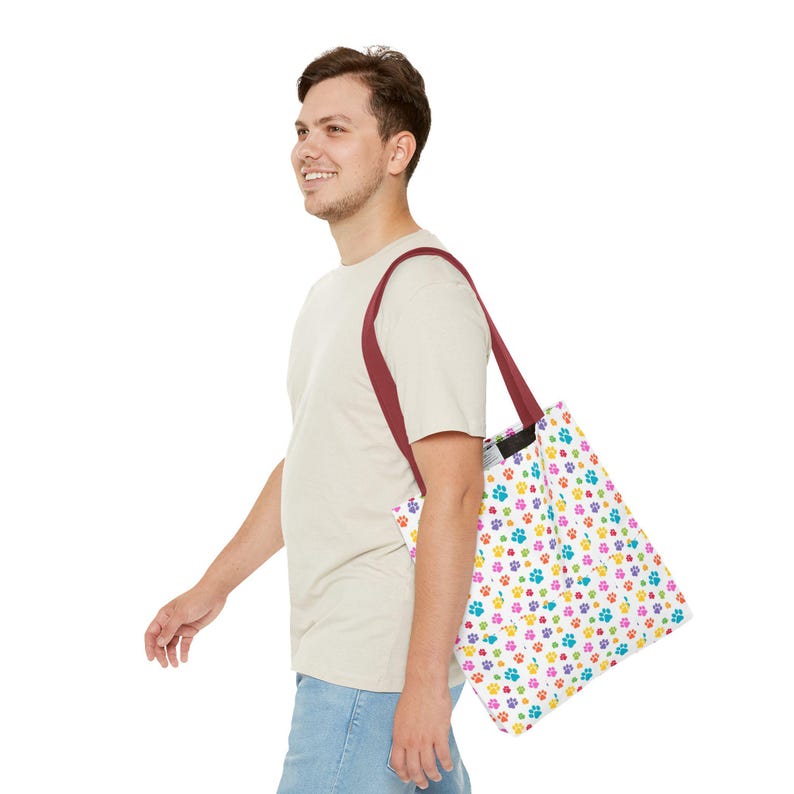 Colorful Paw Print Tote Bag | Playful Pet Lover Accessory image 19