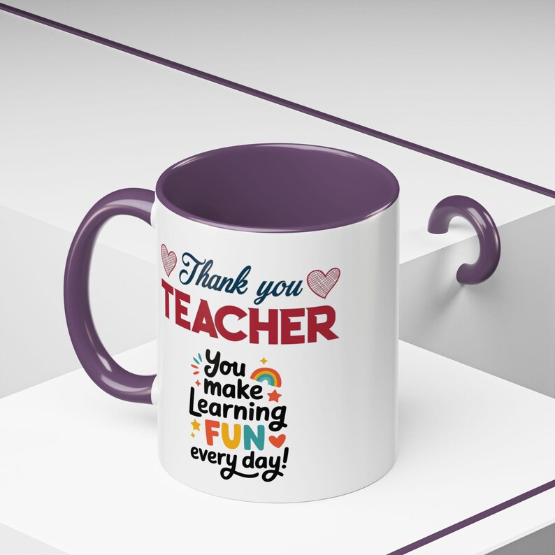 Thank You Teacher Mug | You Make Learning Fun Every Day Accent Coffee Cup image 20