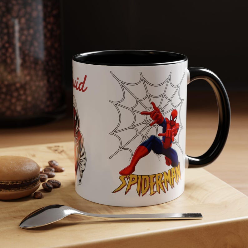 Caneca personalizada com o nome do Homem-Aranha, caneca decorativa para café (325ml, 445ml) | Ilustração de moletom do Homem-Aranha imagem 18