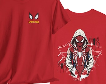 Camiseta com capuz e estampa do Homem-Aranha | Estampa de teia de aranha nas costas inspirada no Homem-Aranha