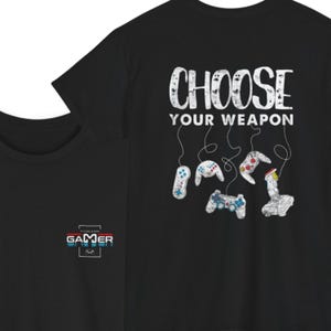 Gamer Retro Controller Tee | Choose Your Weapon Graphic T-Shirt image 1