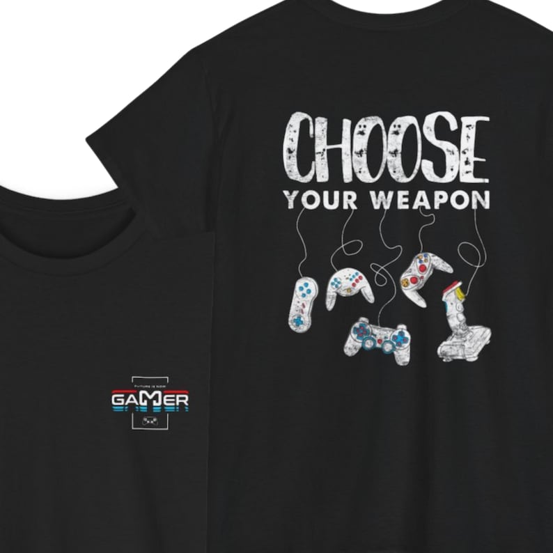 Gamer Retro Controller Tee | Choose Your Weapon Graphic T-Shirt image 1