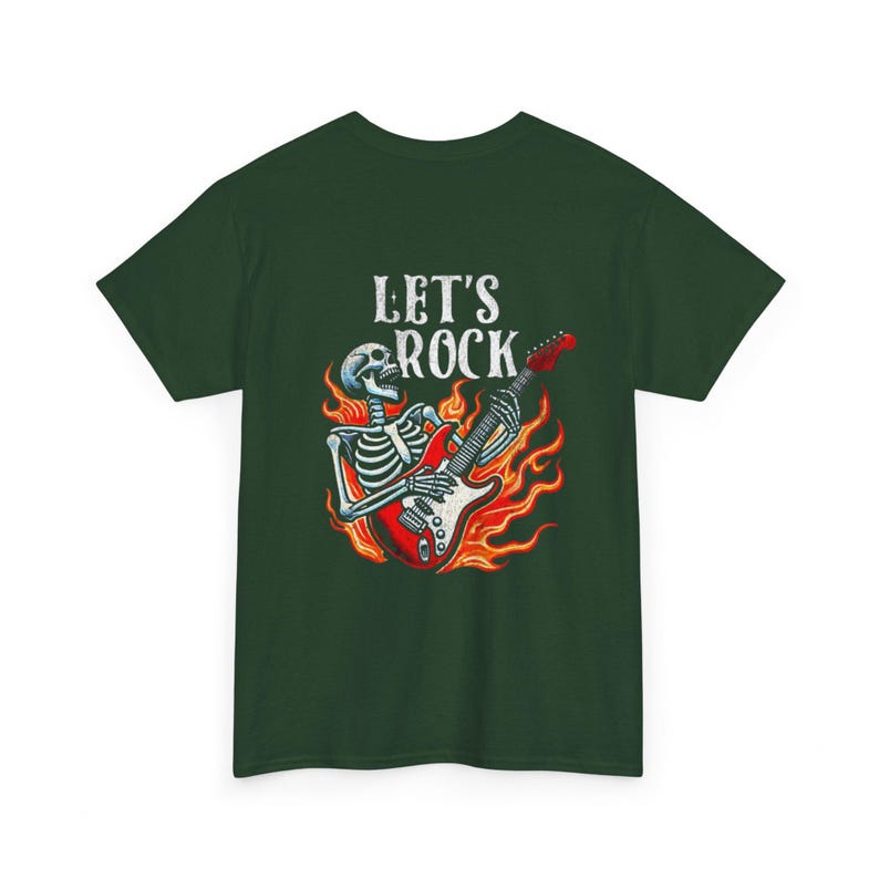 Black Music Funs Guitar T-Shirt | Flaming Skull Rock Music Tee image 7