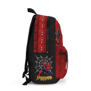 Spider Mask Name Backpack | Personalized Red Spiderweb Comic Design image 2