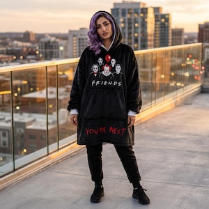 Halloween Horror Movie Killers Hooded Blanket | You're Next Graphic Slasher Print image 9
