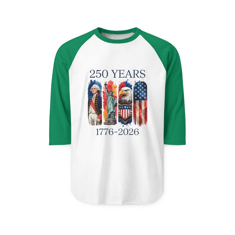 250 años 1776-2026 Camiseta raglán con motivos nativos americanos y bandera / Bicentenario Americana imagen 5