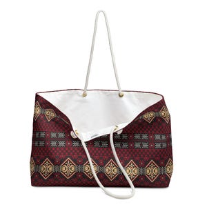 Weekendväska med tribalt geometriskt mönster | Boho Aztec-resetos bild 5