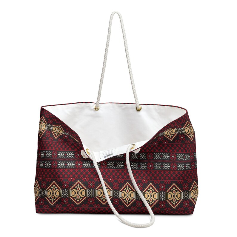 Weekendväska med tribalt geometriskt mönster | Boho Aztec-resetos bild 5