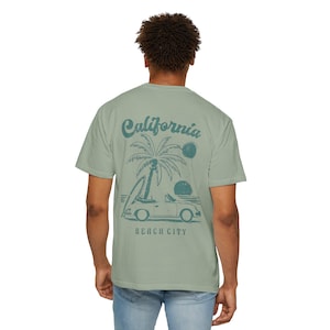 California Beach City graphic T-shirt | CA palm tree surf car design image 3