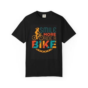Smile More Ride A Bike T-Shirt | Cycling Typography, Retro Bike Graphic image 2