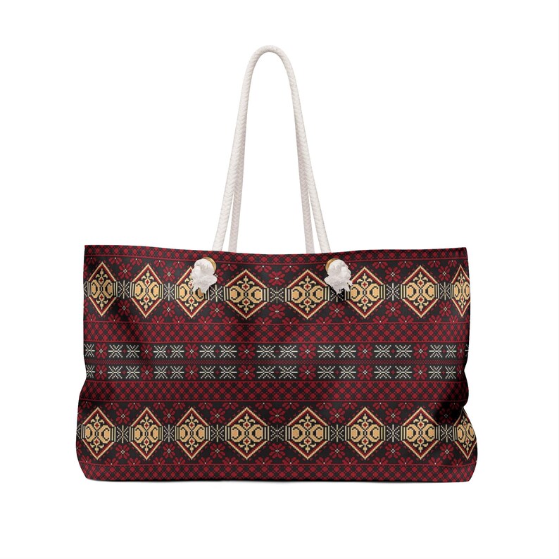 Weekendväska med tribalt geometriskt mönster | Boho Aztec-resetos bild 4