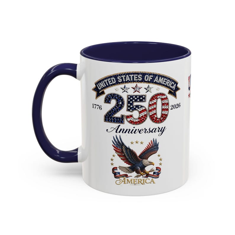 USA 250th Anniversary Eagle Coffee Mug | Patriotic 11oz 15oz Accent Mug image 7