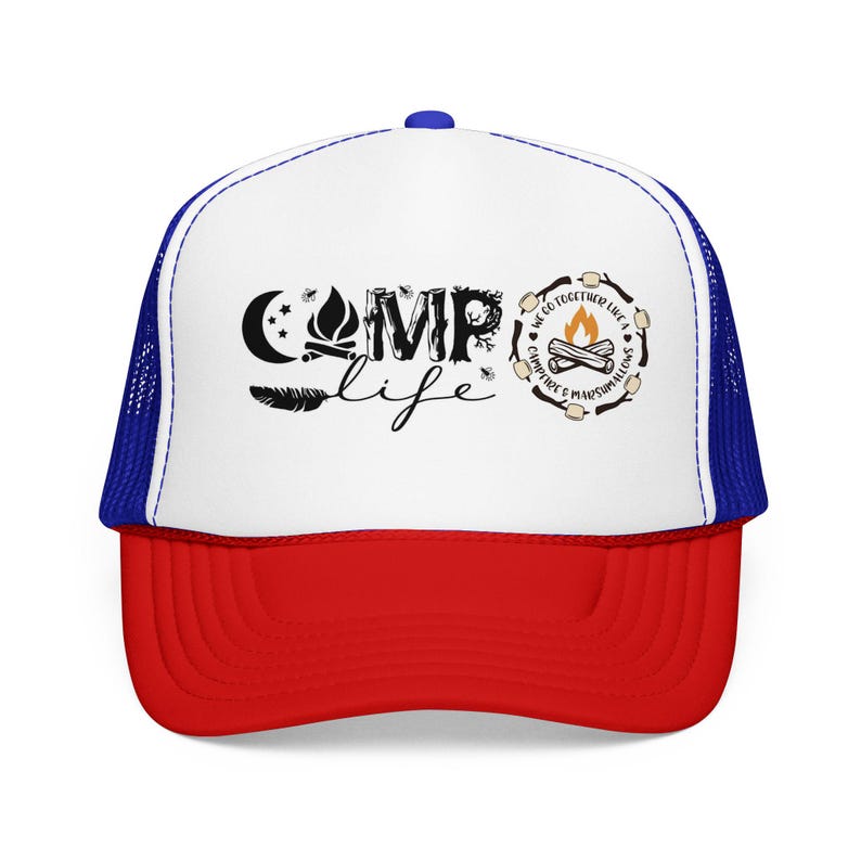 Camp Life Foam Trucker Hat | Camping Logo Mesh Cap image 15