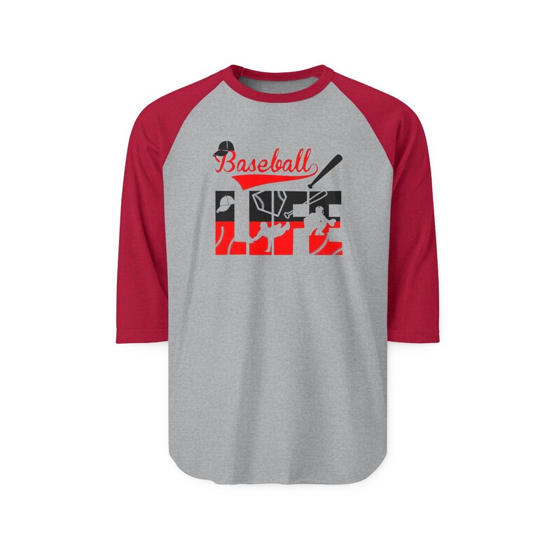 Camiseta raglán Baseball Life / Gráfico de bate y guante de béisbol imagen 13