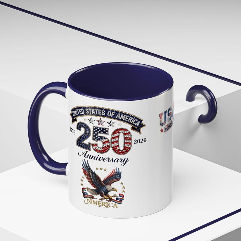 USA 250th Anniversary Eagle Coffee Mug | Patriotic 11oz 15oz Accent Mug image 2