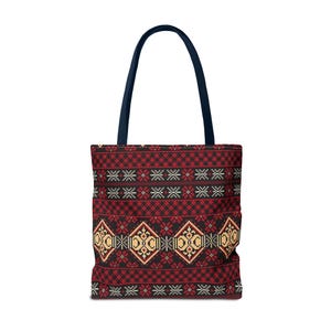 Red Aztec Boho Tote Bag | Geometric Tribal Pattern Tote image 18
