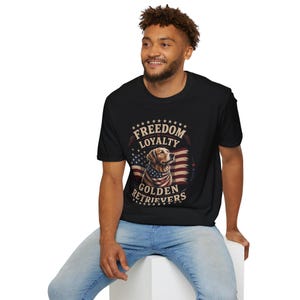 Freedom Loyalty Golden Retriever T-Shirt | American Flag Dog Tee image 18