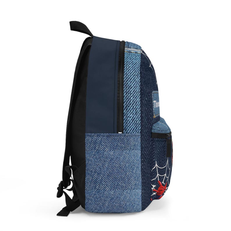 Spider-Man Webs backpack | Personalized name patch, Kids denim superhero bag image 2