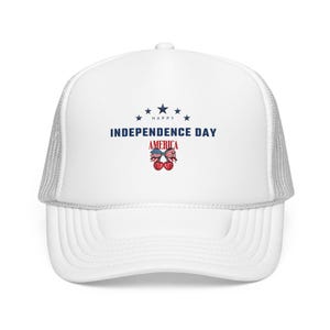 Independence Day America Skull Foam Trucker Hat | 4th of July Patriotic Stars image 9