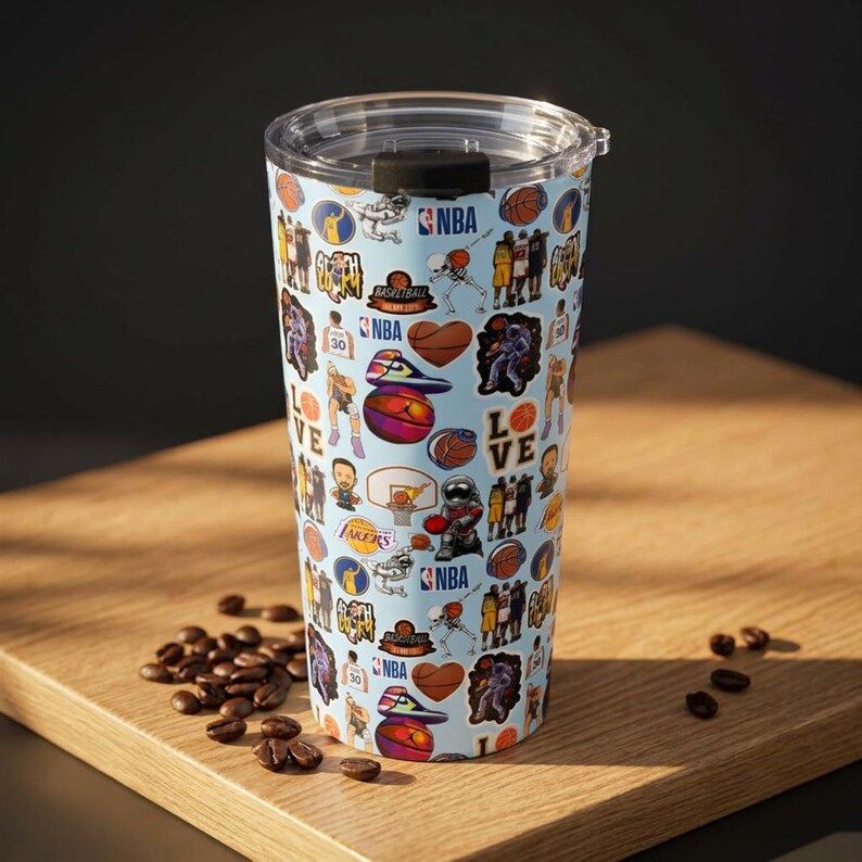 NBA Collage Drinkbeker 590 ml | Basketballogo's, spelers, harten afbeelding 3