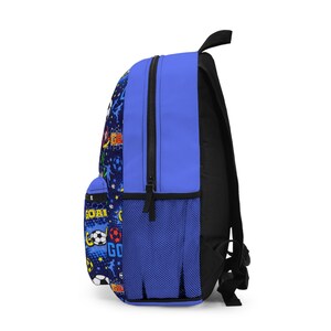 Soccer Goal Pattern Backpack | Kids Football Print School Bag image 3