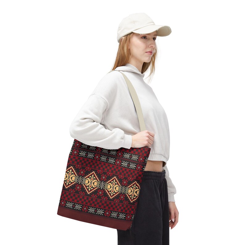Red Aztec Boho Tote Bag | Geometric Tribal Pattern Tote image 10