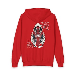 Spider Hoodie met rits voor jongeren | Rode Spider-Man hoodie met rits afbeelding 6