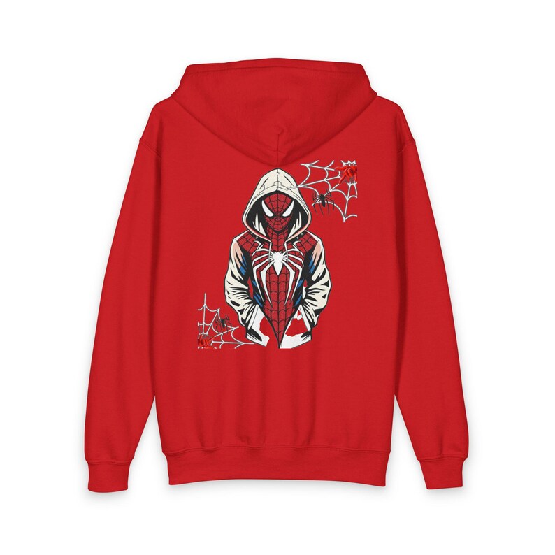 Spider Hoodie met rits voor jongeren | Rode Spider-Man hoodie met rits afbeelding 6