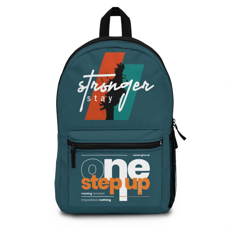 Sport Bag Stronger Stay One Step Up Backpack | Motivational Graphic Bag,Gift For Him image 2