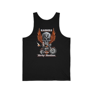 Unisex Harley Davidson fans Tank,Raiders Skull with Wings Motorcycle | Biker Racing Tank Top image 9