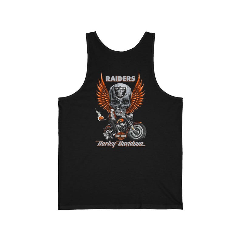 Unisex Harley Davidson fans Tank,Raiders Skull with Wings Motorcycle | Biker Racing Tank Top image 9